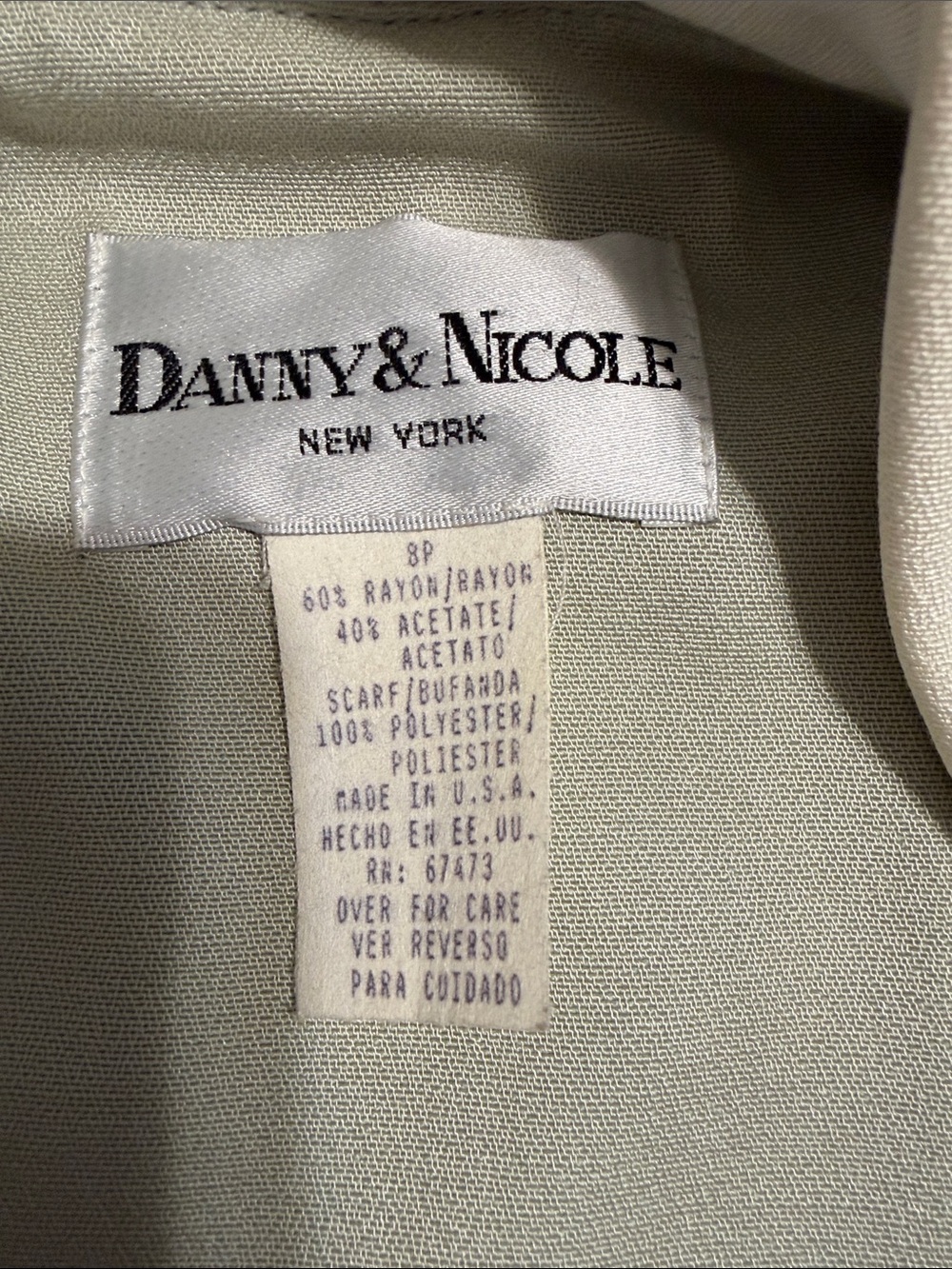 Danny & Nicole Light Sage Green and Cream Double-Breasted Midi Dress - Picture 7 of 8